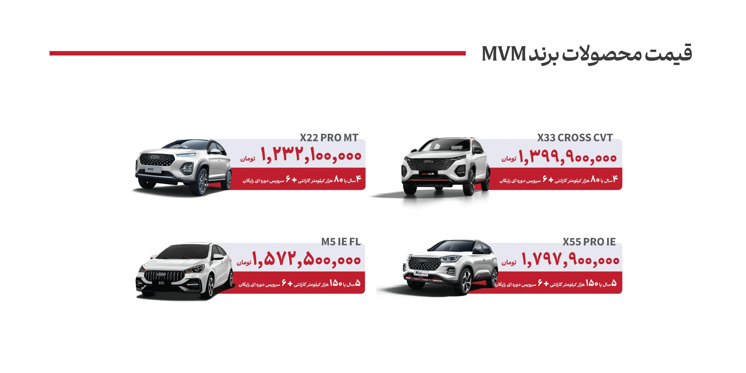 قیمت محصولات مدیران خودرو مهرماه